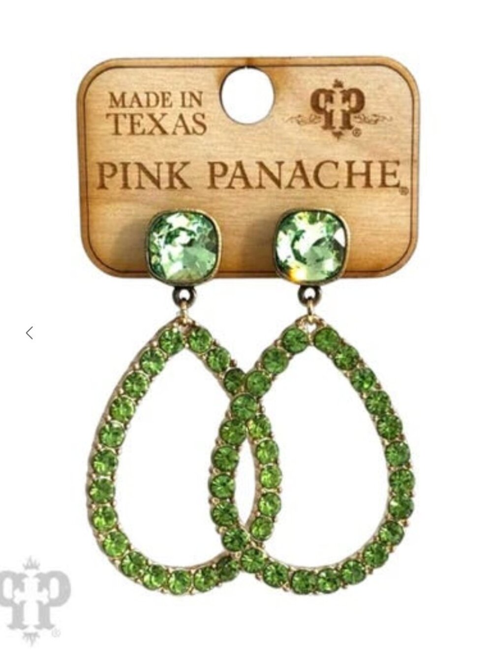 Rhinestone Rim Earrings - Green